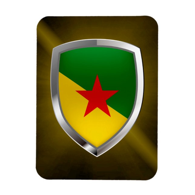 Íman Emblema Metálico da Guiana Francesa (Vertical)
