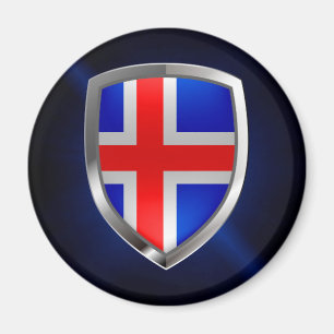 Íman Emblema metálico da Islândia