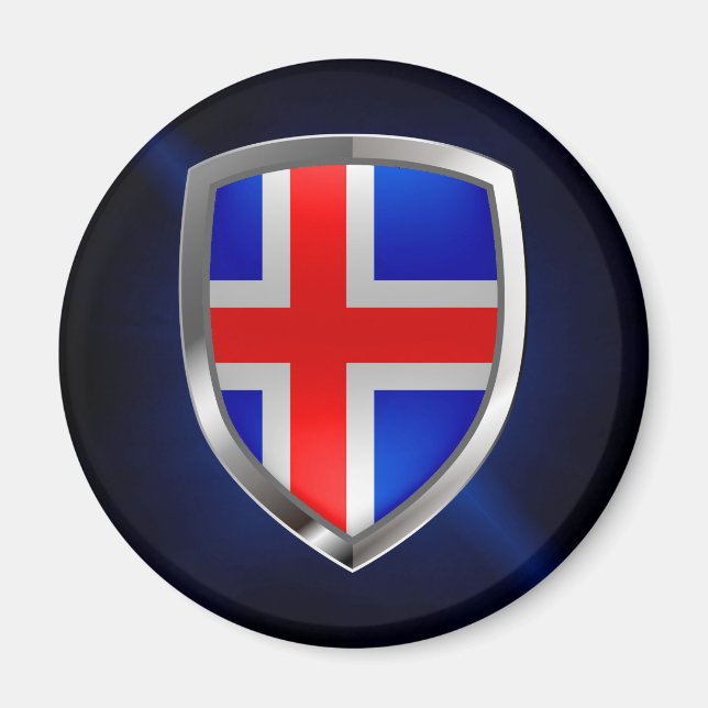 Íman Emblema metálico da Islândia (Frente)
