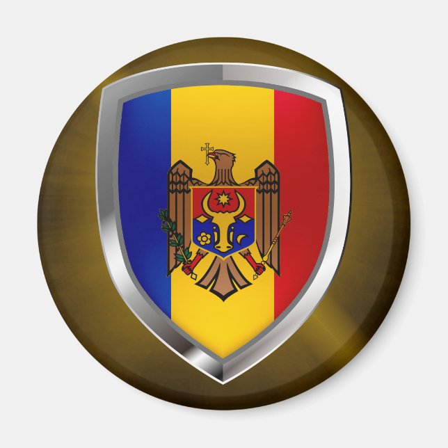 Íman Emblema Metálico da Moldávia (Frente)