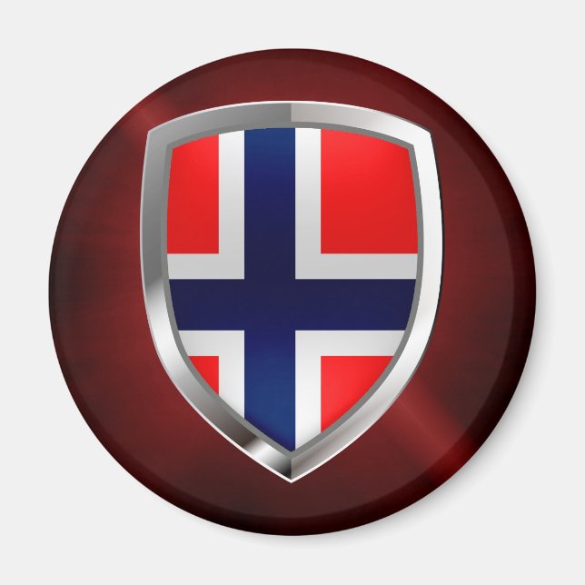 Íman Emblema Metálico da Noruega (Frente)
