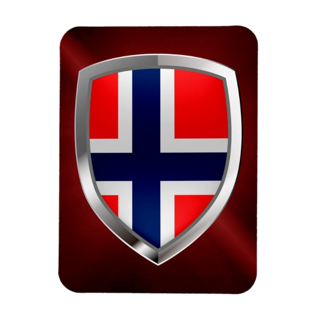 Íman Emblema Metálico da Noruega (Vertical)