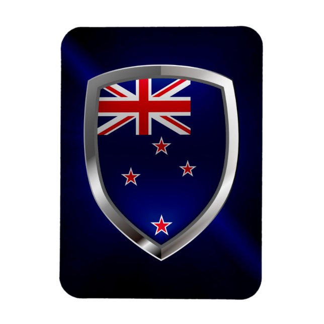 Íman Emblema Metálico da Nova Zelândia (Vertical)