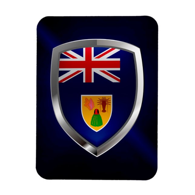 Íman Emblema Metálico das Ilhas Turcas e Caicos (Vertical)