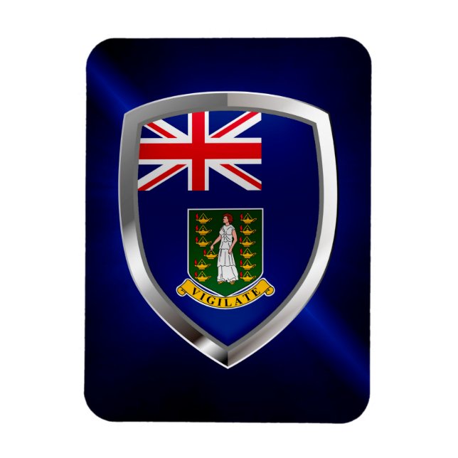 Íman Emblema Metálico das Ilhas Virgens Britânicas (Vertical)