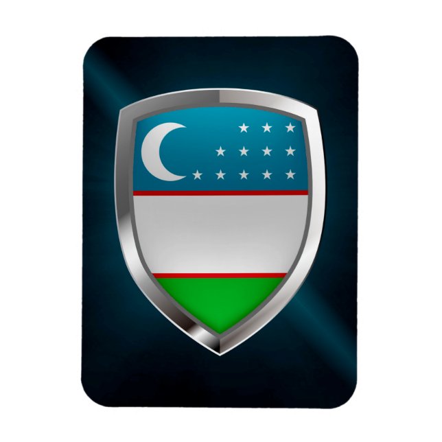 Íman Emblema metálico de Uzbekistan (Vertical)