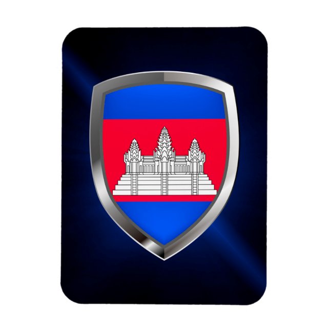 Íman Emblema Metálico do Camboja (Vertical)