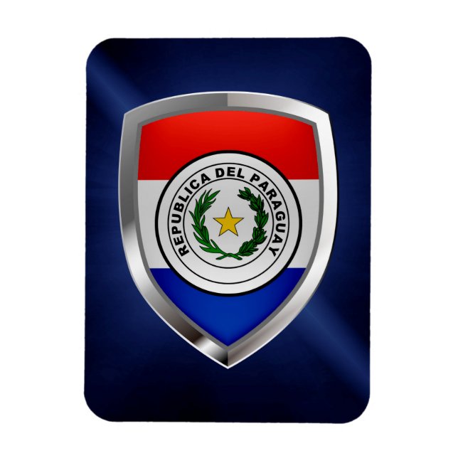 Íman Emblema Metálico do Paraguai (Vertical)