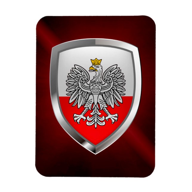Íman Emblema Metálico Polônia (Vertical)