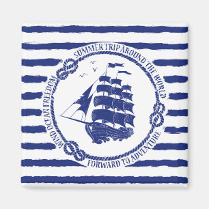 Íman Emblema náutico com navio de navigação