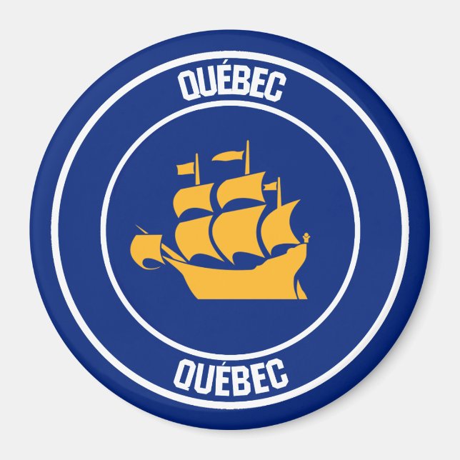 Íman Emblema Redondo da Cidade de Quebec (Frente)