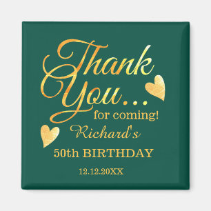 Íman Emerald Green Dourado 50 Aniversário Obrigado Por