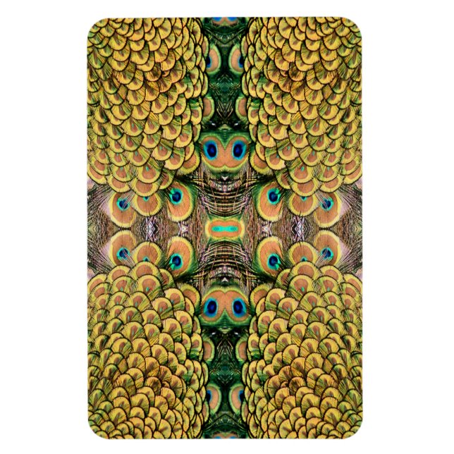 Íman Emerald Green e Douradas Penas de Peacock (Vertical)