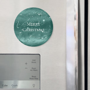 Íman Emerald Green Glitzy Marble Christmas