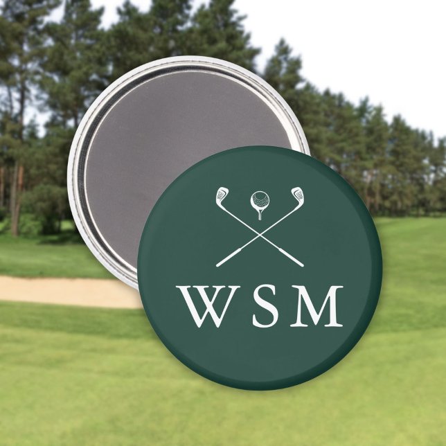 Íman Emerald Green - Monograma Personalizado de Golfe C (Emerald Green Custom Monogram Golf Clubs Magnet)