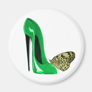 Íman Emerald Green Stiletto Calçado e Borboleta