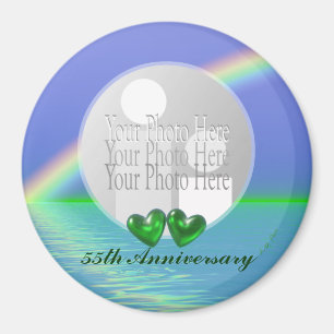 Íman Emerald Hearts do 55º aniversário para foto