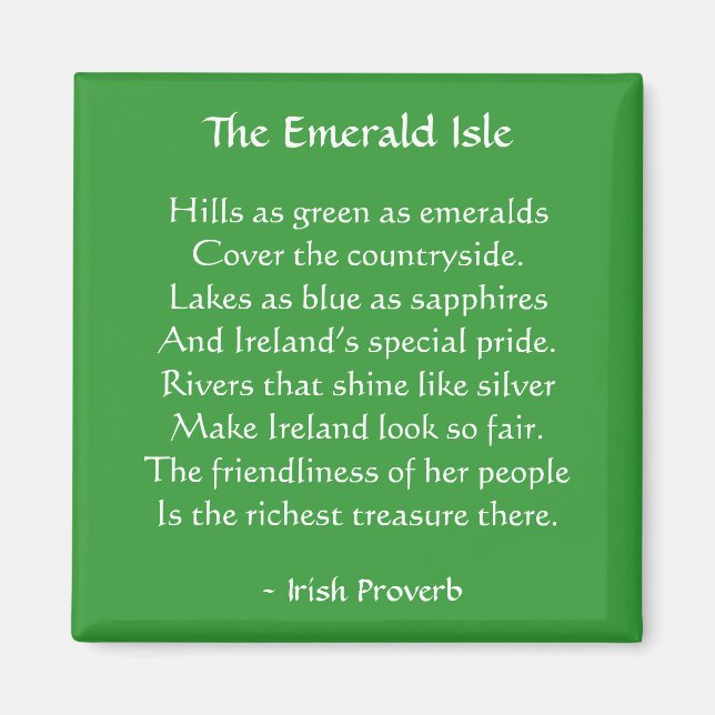 Íman Emerald Isle Irish Proverb Magnet (Frente)