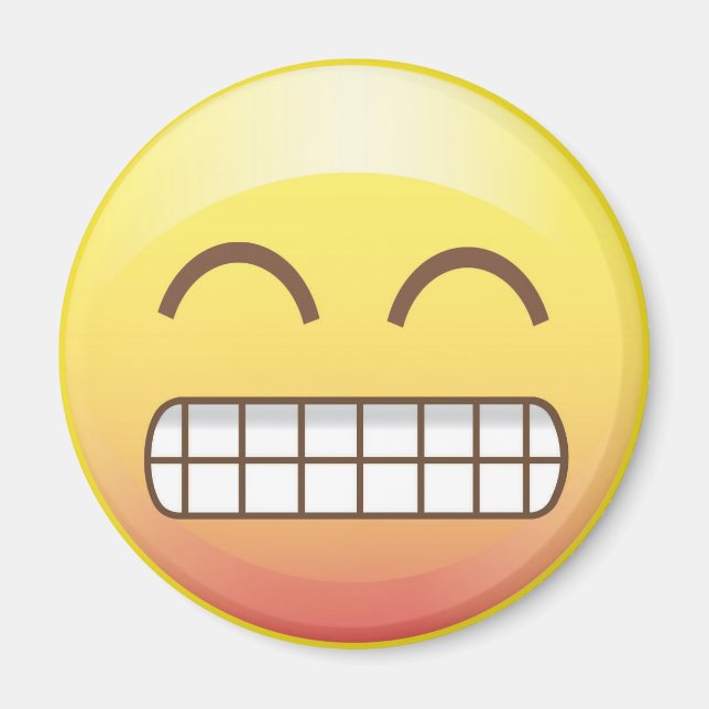 Íman Emoji Amarelo de Sorriso de Dente (Frente)