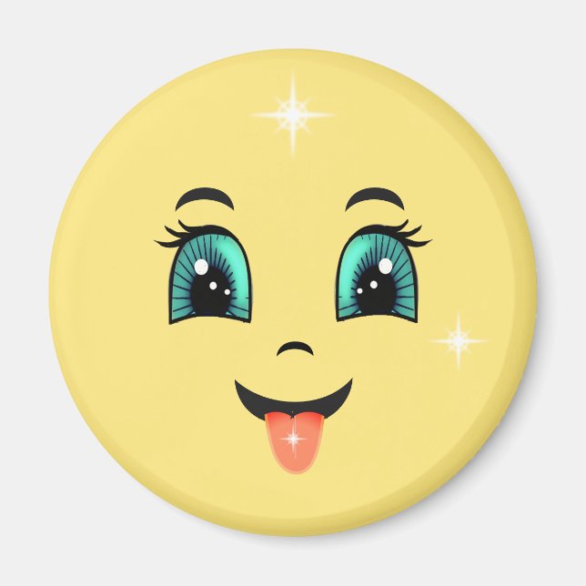 Íman Emoji de Rosto Feliz Fofo (Frente)