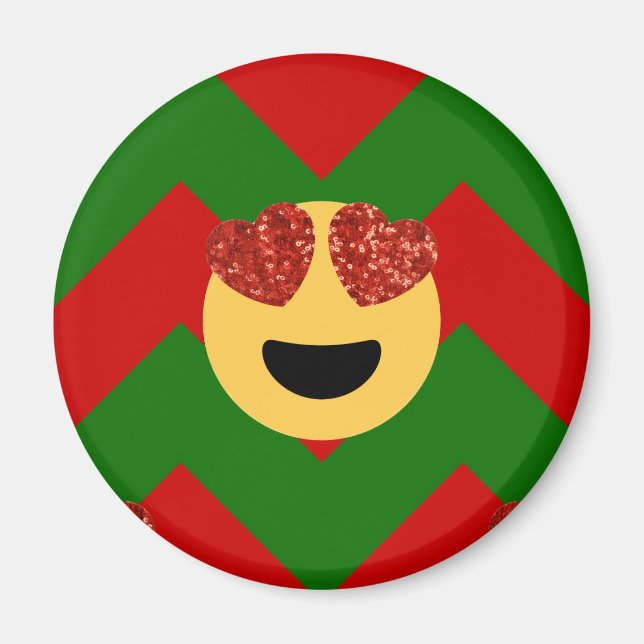 Íman emoji do coração de natal (Frente)