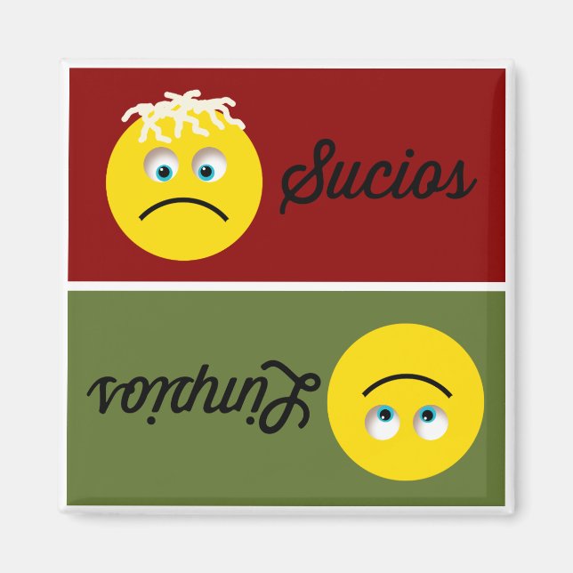 Íman Emoji Limpios Sucios Espanhol Magnet (Frente)