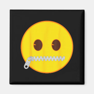 Íman Emoji Oficial Rosto Sorriso Amarelo Boca Zíper 