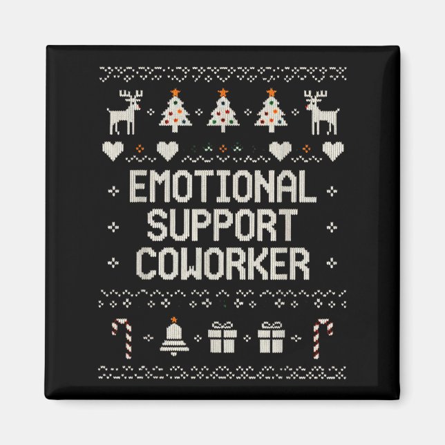 Íman Emotional-suprt Coworker Funny Ugly Christmas Swea (Frente)
