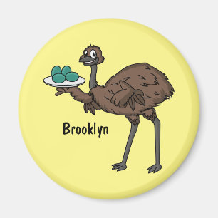 Íman Emu com ilustração de desenho animado de ovos