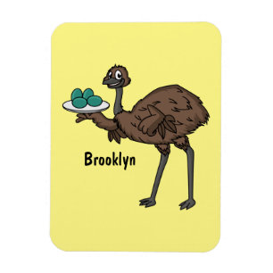 Íman Emu com ilustração de desenho animado de ovos
