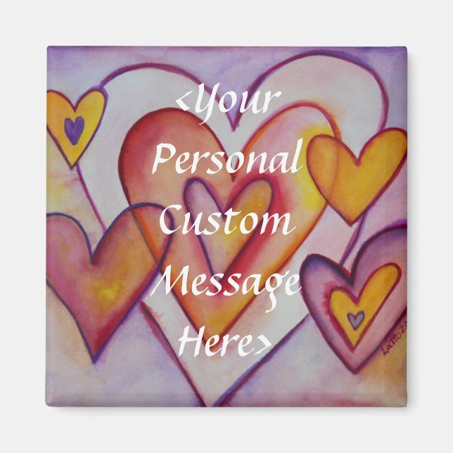 Íman Encaixando Corações Personalizados (Frente)