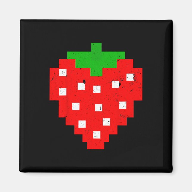 Íman Encantado de videogame de Pixel Strawberry dos ano (Frente)