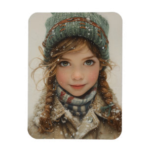 Íman Encantador Retrato de inverno Jovem Menina