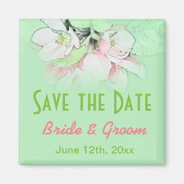 Íman encantadora flor rosa de maçã verde salve a data