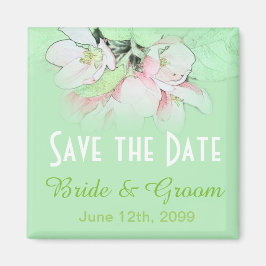 Íman encantadora flor rosa de maçã verde salve a data