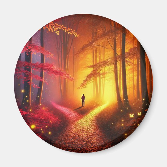 Íman Enchanted Crossroads – Vibrant Autumn Forest Art P (Frente)