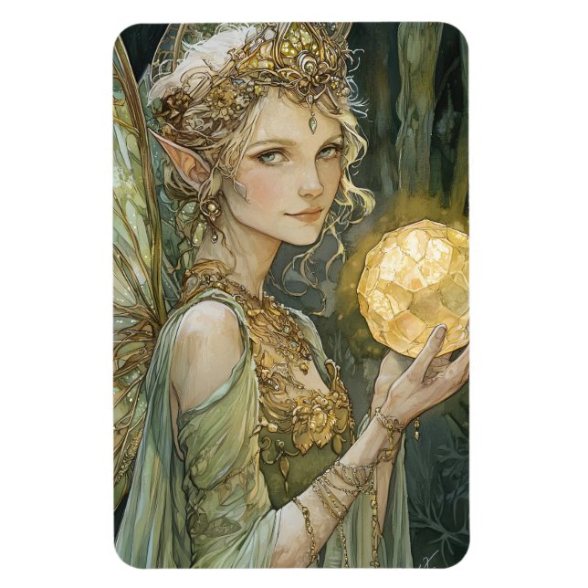 Íman Enchanted Forest Elf Maiden With Crystal Ball (Vertical)