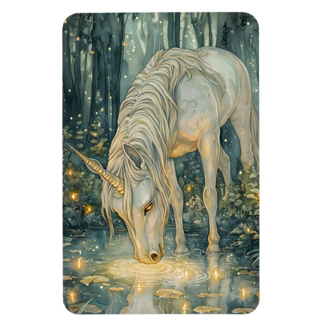 Íman Enchanted Magical Unicorn Fireflies Forest (Vertical)