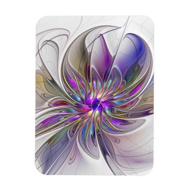 Íman Energetic, Colorful Abstract Fractal Art Flower (Vertical)