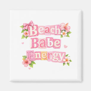 Íman Energia de Garota de Praia Rosa Floral Tropical Vi