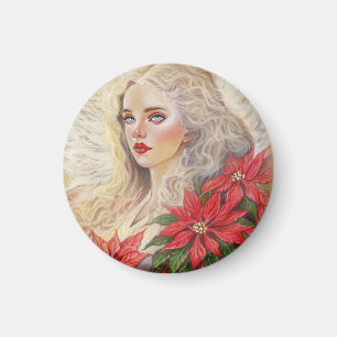 Íman Enfeite Anjo Poinsettia