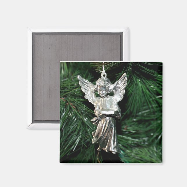 Íman Enfeite de Anjo de Prata (Front/Back)
