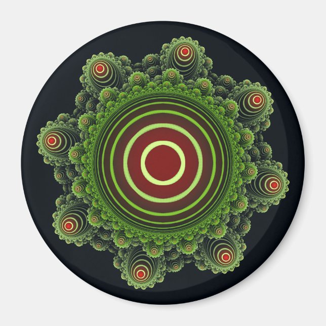 Íman Enfeite de fada verde fractal (Frente)
