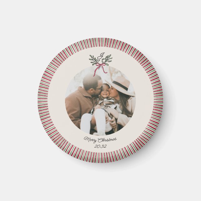 Íman Enfeite de Natal Préppy com Ímã e Foto (Frente)