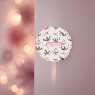 Íman Enfeite de Natal Rosa Moderno Presente Personaliza