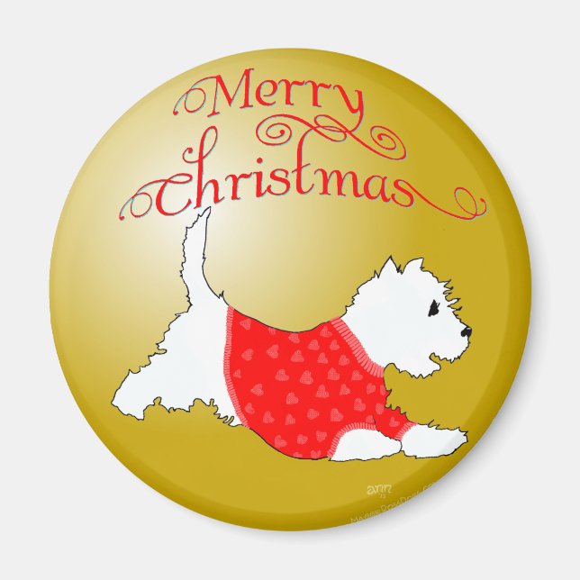 Íman Enfeite de Natal Westie (Frente)