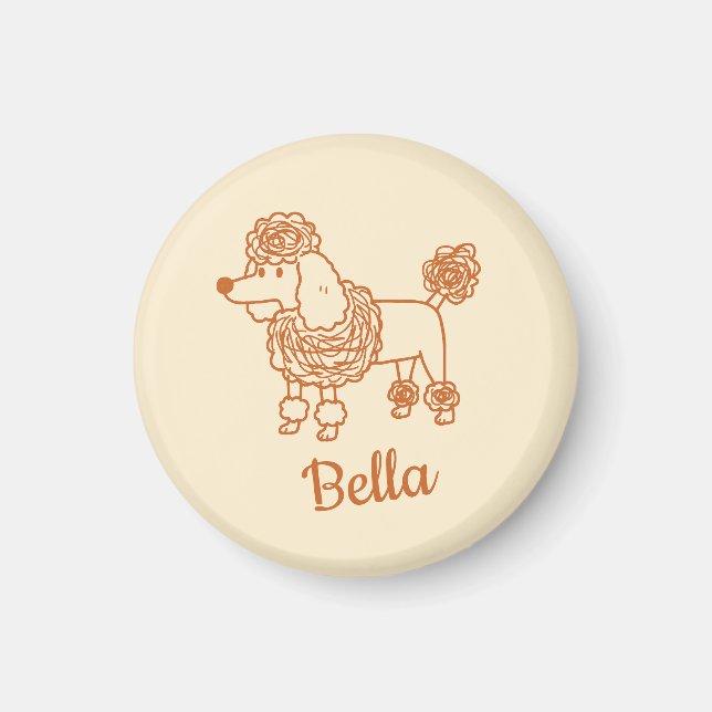 Íman Enfeite de Poodle com Nome Personalizado – Present (Frente)