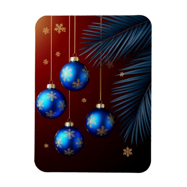 Íman Enfeites de Natal Azuis Elegantes (Vertical)