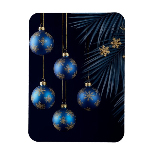 Íman Enfeites de Natal Azuis Elegantes (Vertical)