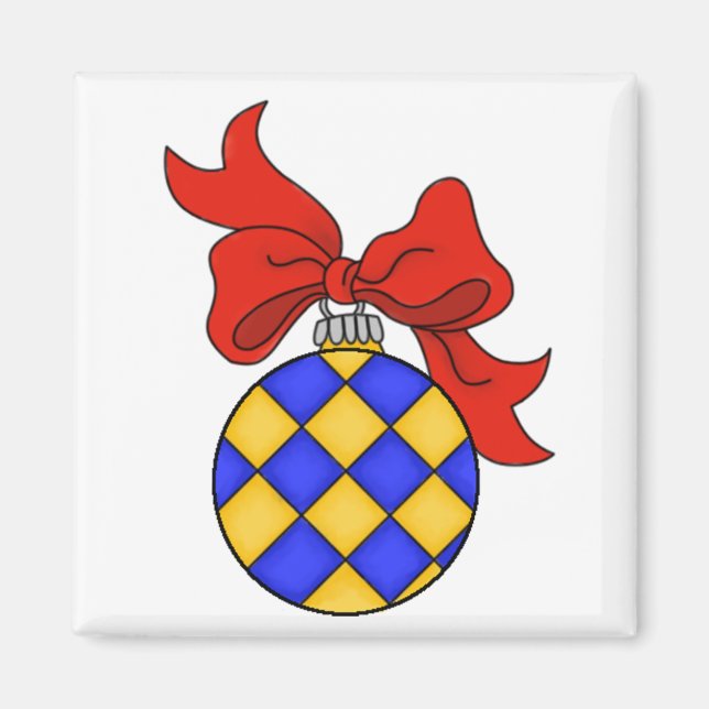 Íman Enfeites de natal Azul e Dourado - Magnet (Frente)